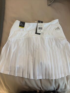 adidas White Mini Skirt with Pleated Underskirt